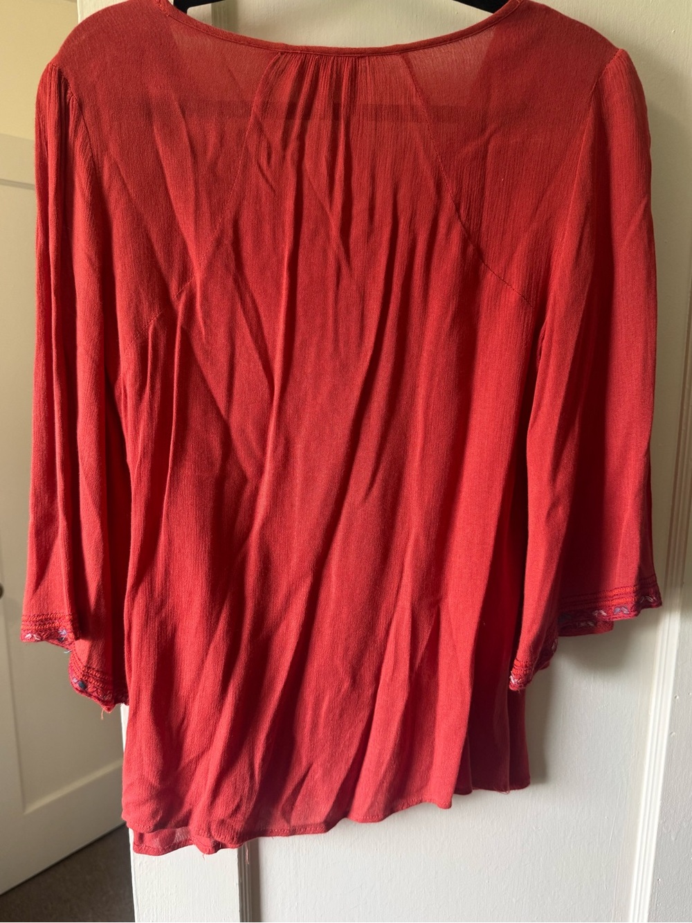 Forgotten Grace Red Boho Peasant Blouse | SZ Sm | like new | 52% cotton - Picture 2 of 4